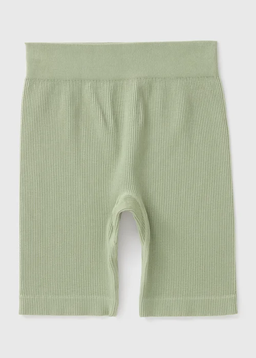 Girls Khaki Seamless Ribbed Shorts - S Image 1
