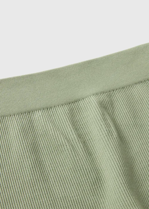 Girls Khaki Seamless Ribbed Shorts - S Image 2