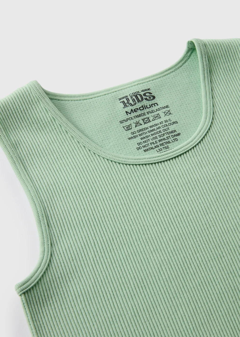 Girls Green Seamless Ribbed Top (7-15yrs) - Small Image 2