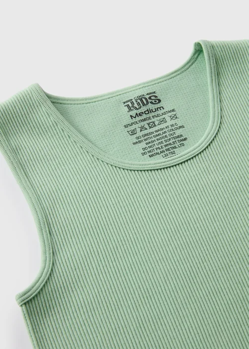 Girls Green Seamless Ribbed Top (7-15yrs) - Small Image 2