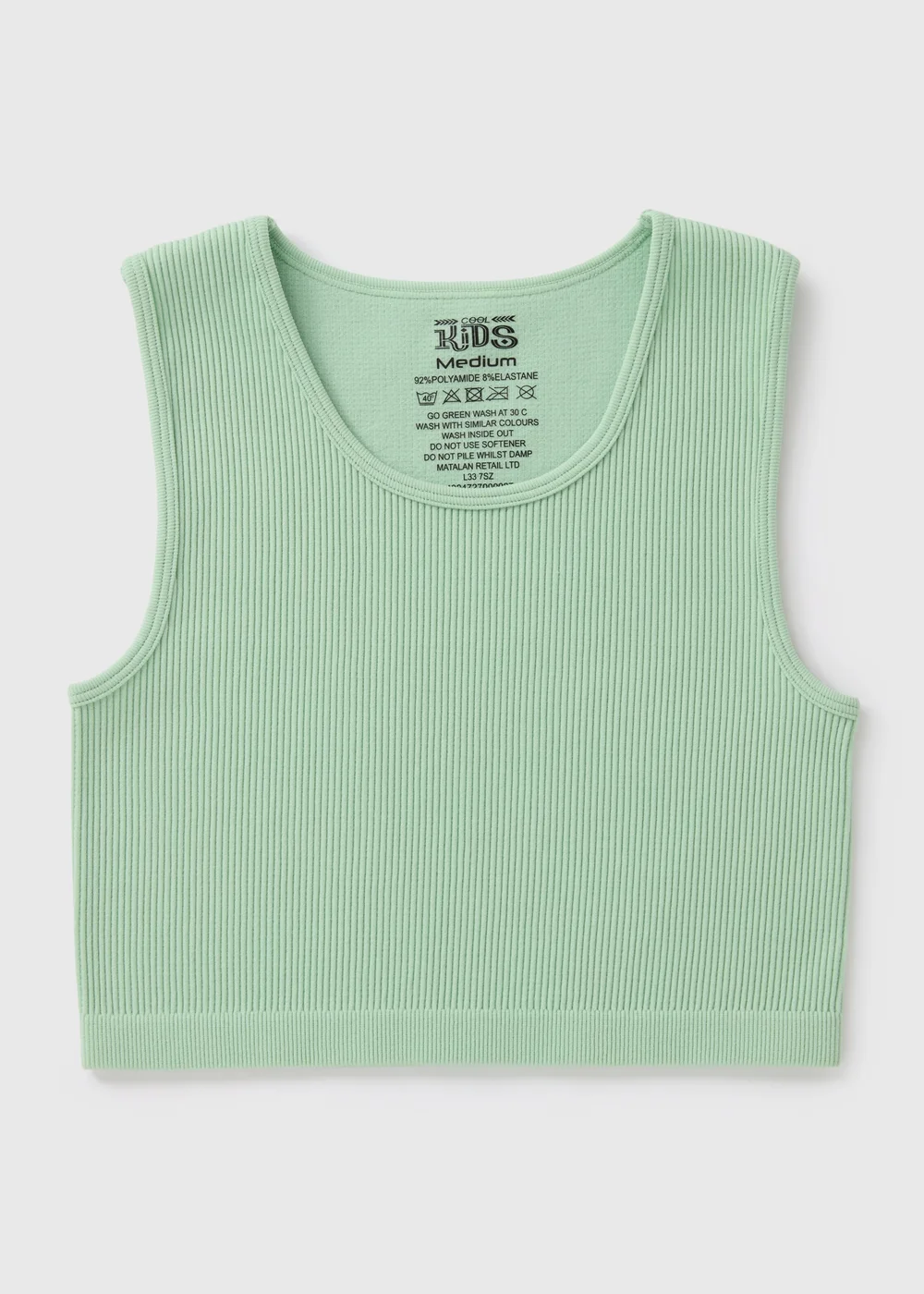 Girls Green Seamless Ribbed Top (7-15yrs) - Small Image 1