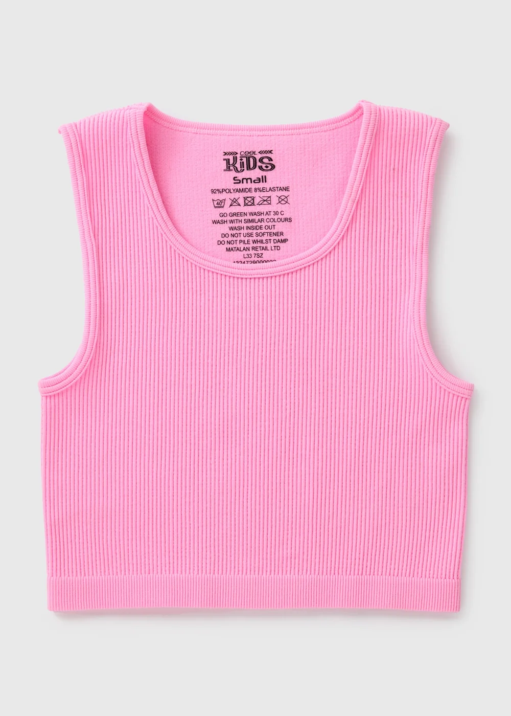 Girls Pink Seamless Vest Top (7-15yrs) - Small Image 1