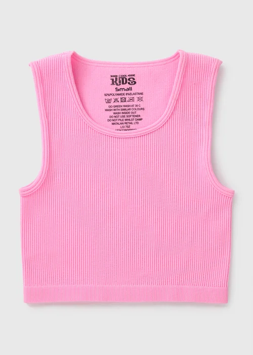 Girls Pink Seamless Vest Top (7-15yrs) - Small Image 1