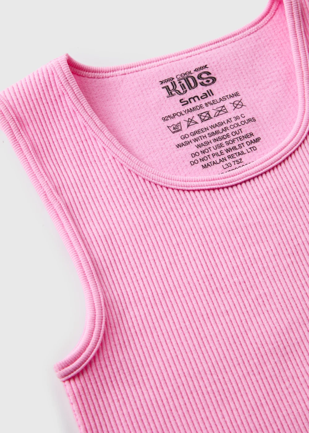 Girls Pink Seamless Vest Top (7-15yrs) - Small Image 2