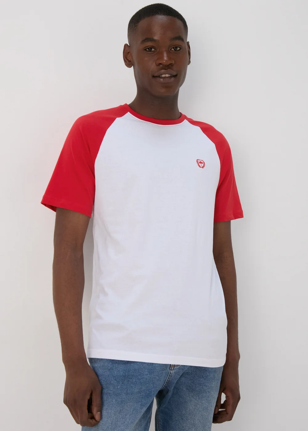White Red Raglan Sleeve T-Shirt - S Image 1