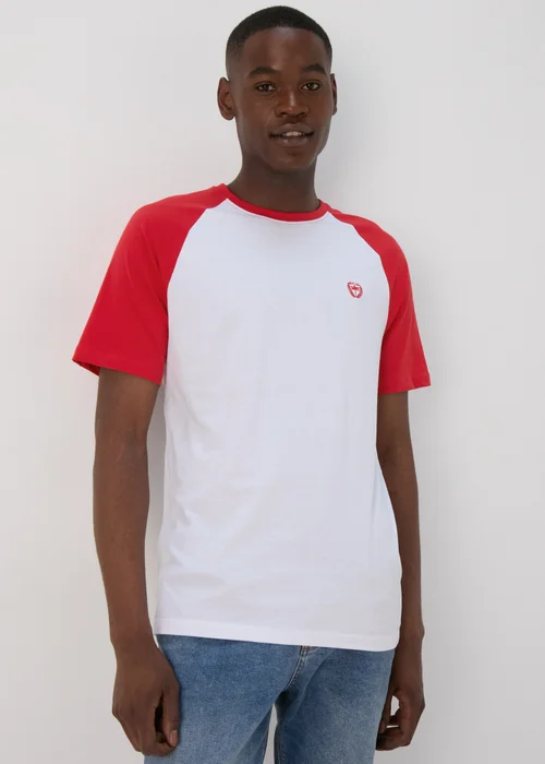 White Red Raglan Sleeve T-Shirt - S Image 1