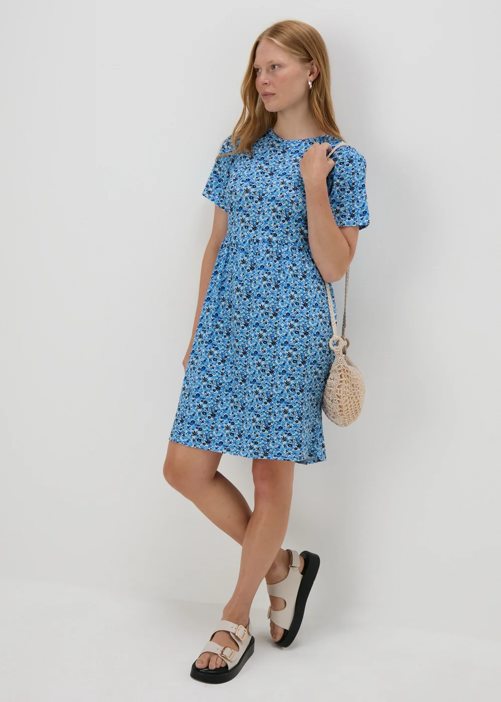 Blue Floral Mini Dress - 8 Image 4