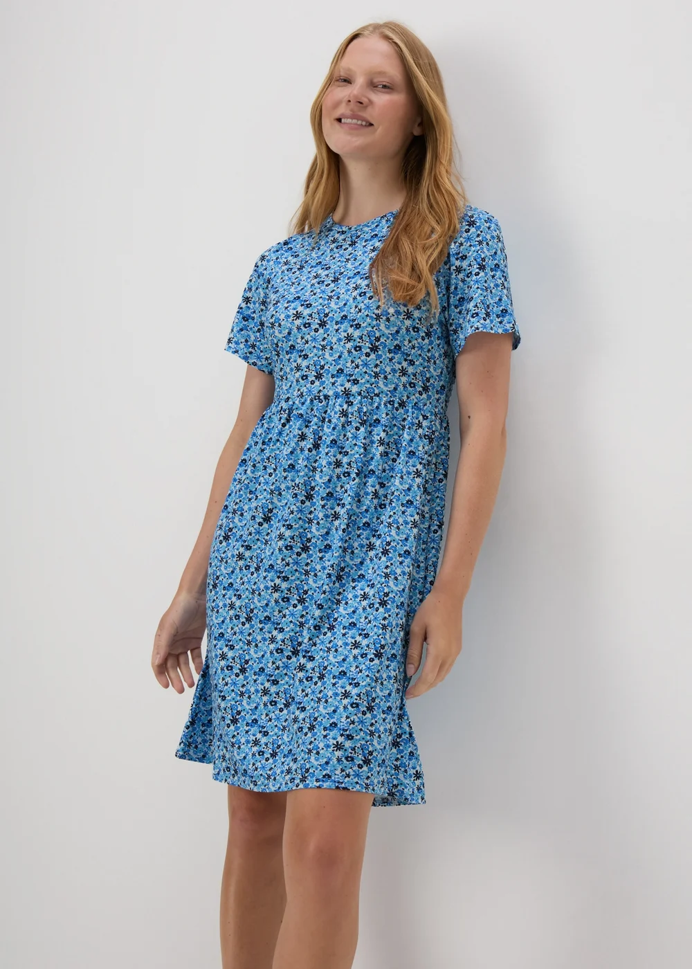 Blue Floral Mini Dress - 8 Image 1