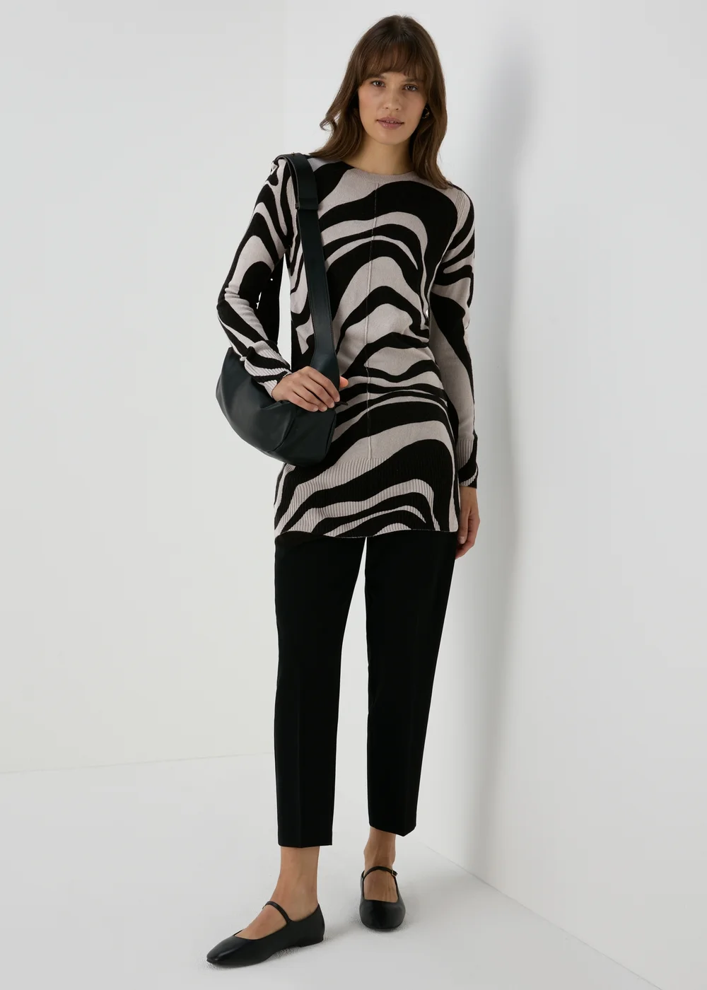 Grey Print Knitted Tunic - 8 Image 4