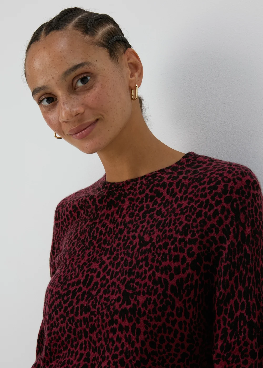 Burgundy Leopard Print Jumper - 8 Image 1