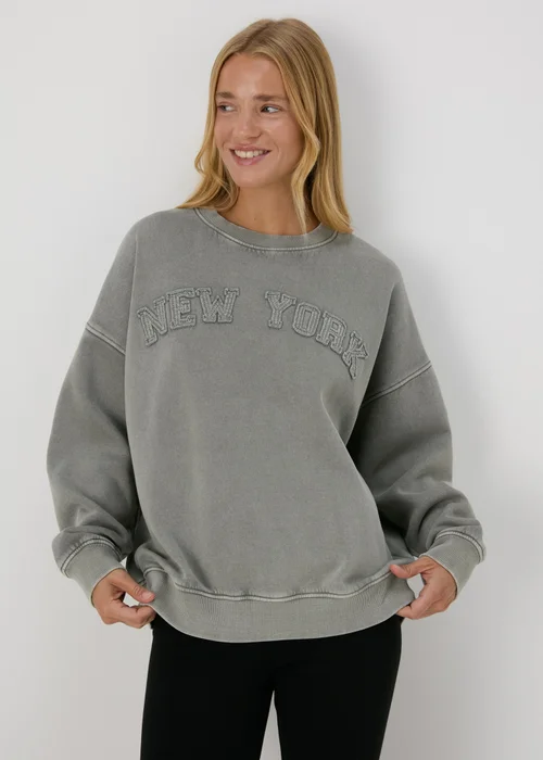 Green Acid Wash New York Sweatshirt - Small Image 1