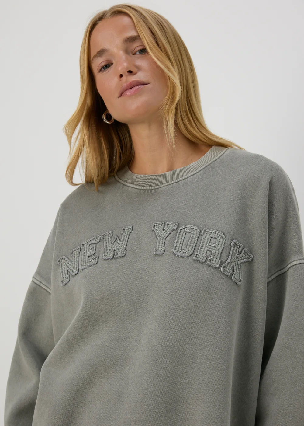 Green Acid Wash New York Sweatshirt - Small Image 3
