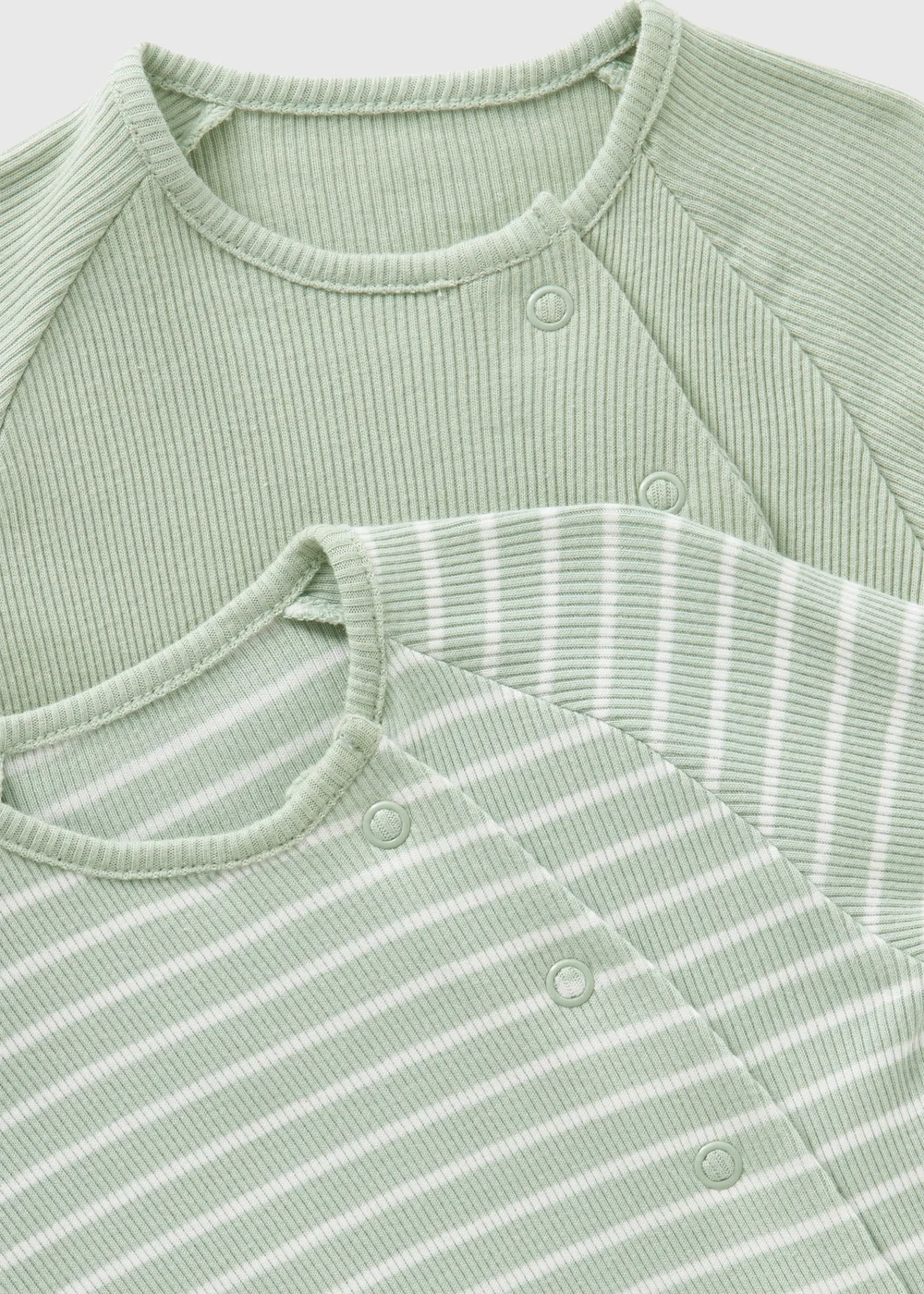 2 Pack Baby Sage Ribbed Sleepsuits (Newborn-12mths) - Age 0 - 3 Months Image 2