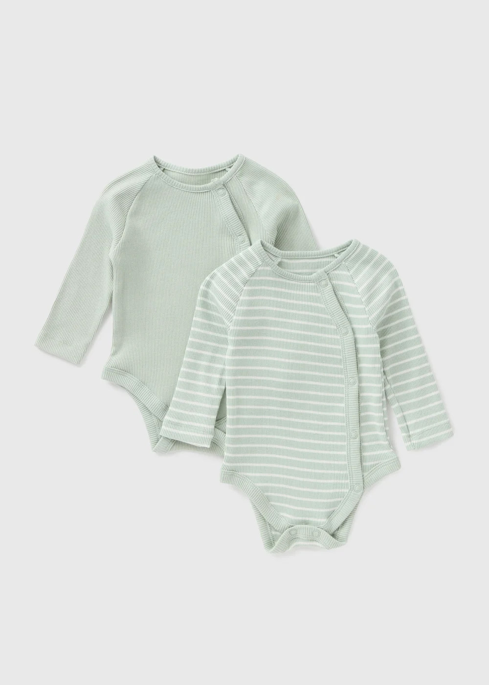 2 Pack Baby Sage Ribbed Bodysuits (Newborn-12mths) - 0-3 months Image 1
