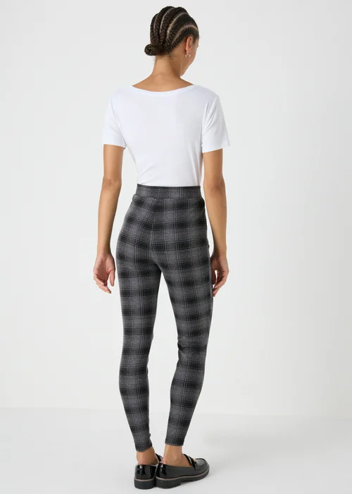 Black Check Textured Leggings - 8 Image 2