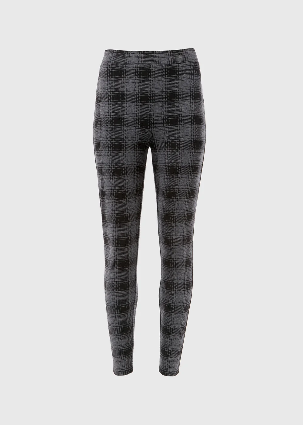 Black Check Textured Leggings - 8 Image 4