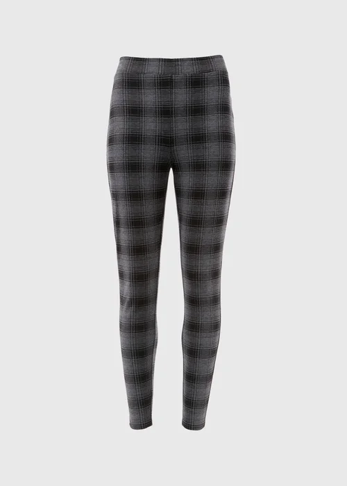 Black Check Textured Leggings - 8 Image 4