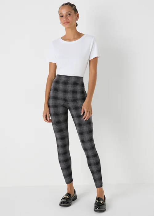 Black Check Textured Leggings - 8 Image 1