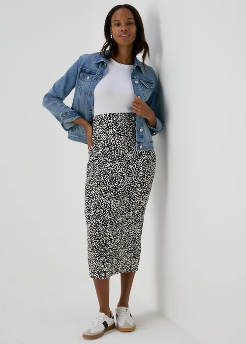 Black Spot Print Plisse Midi Skirt - 8 Image 1