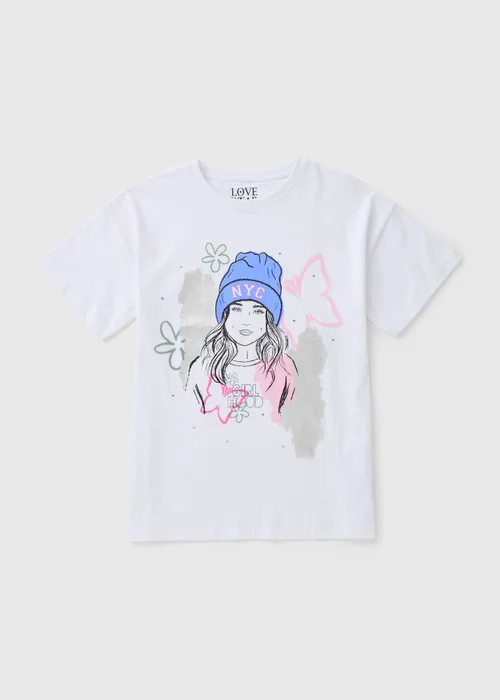 Girls White NYC T-Shirt (7-15yrs) - Age 7 Years Image 1