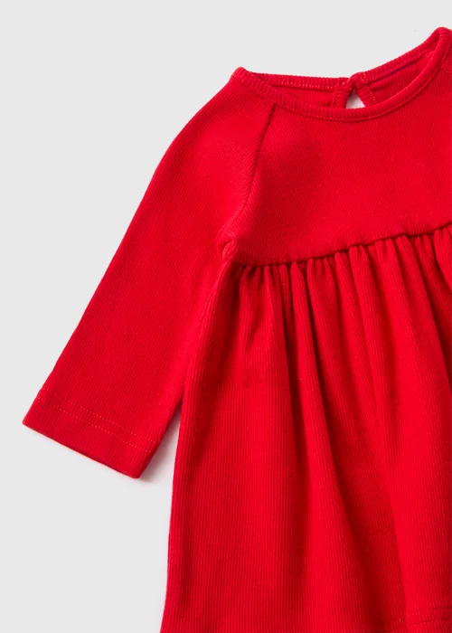 Baby Red Ribbed Dress (Newborn-23mths) - Age 0 - 3 Months Image 2