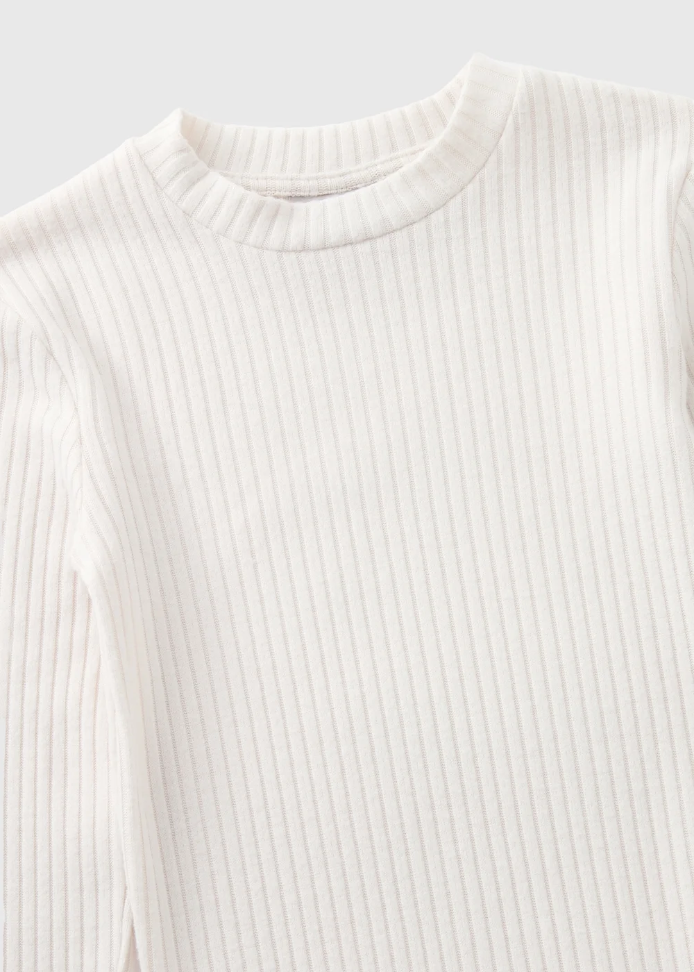 Girls Cream Ribbed Long Sleeve Dress (7-15yrs) - Age 7 Years Image 2