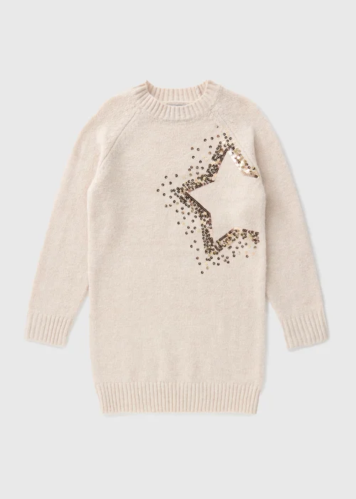Wondrous Girls Brown Star Knitted Dress (7-15yrs) - Age 7 Years Image 1