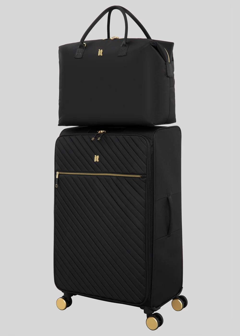 IT Luggage Black Desirable Soft Suitcase - Cabin Image 5