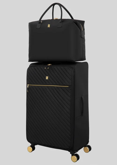 IT Luggage Black Desirable Soft Suitcase - Cabin Image 5