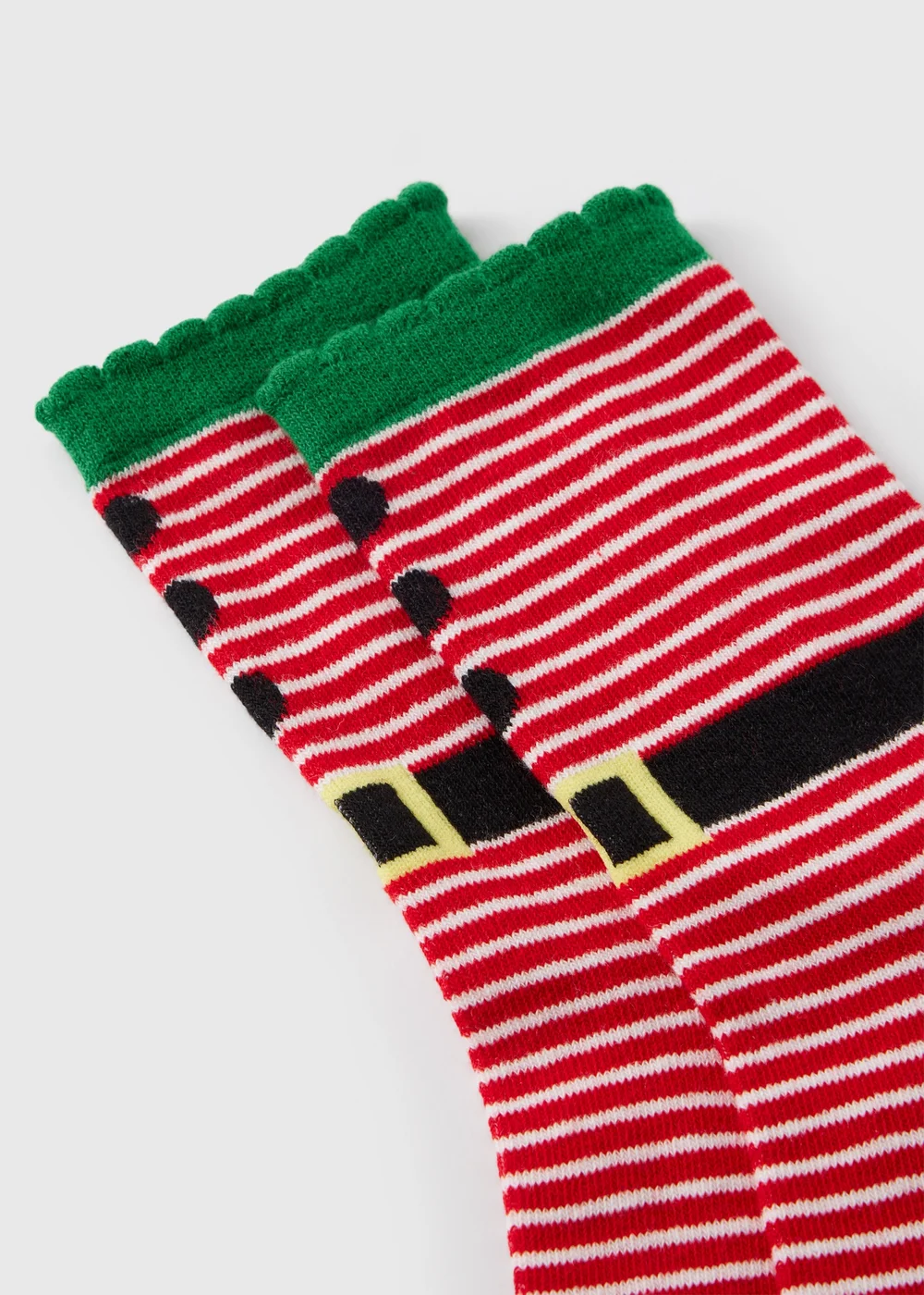 1 Pack Green Elf Crew Socks - One Size Image 2