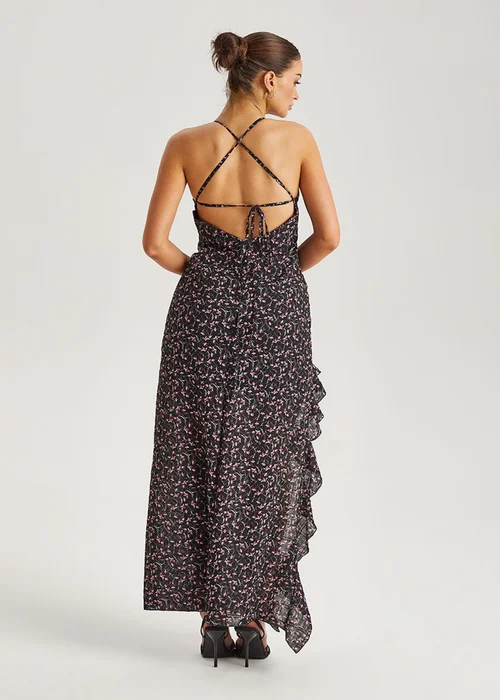 Urban Bliss Black Chiffon Ruffle Strappy Maxi Dress - 8 Image 4