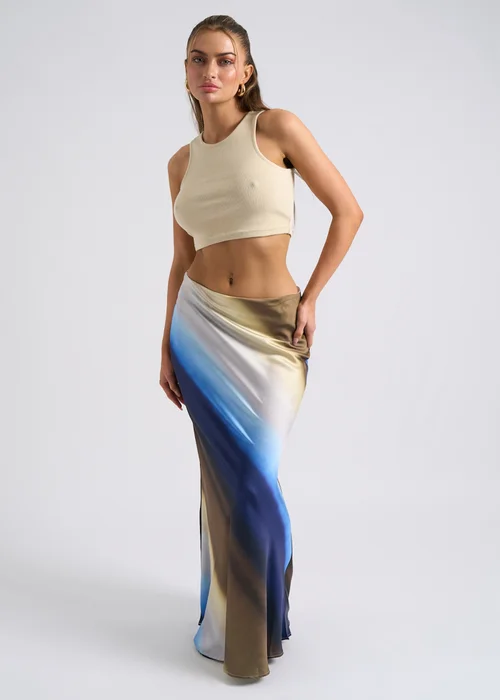 Urban Bliss Blue Ombre Bias Cut Maxi Skirt - Size 8 Image 1