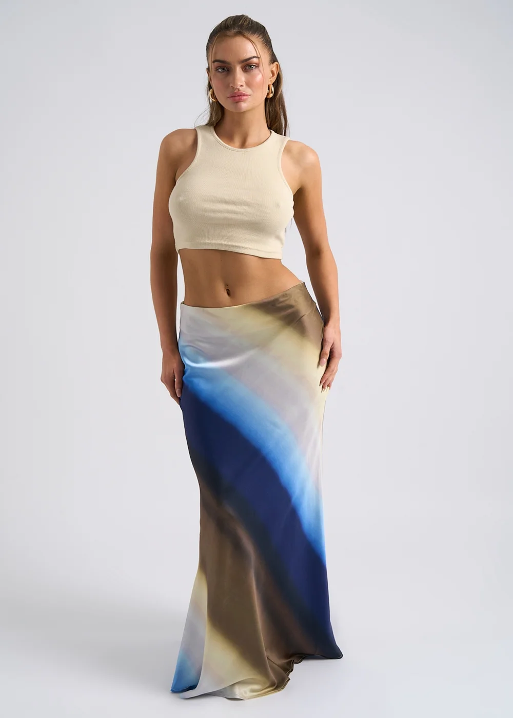 Urban Bliss Blue Ombre Bias Cut Maxi Skirt - Size 8 Image 2