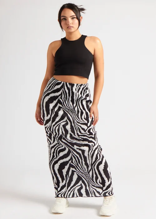 Urban Bliss Black Zebra Plisse Maxi Skirt - Size 8 Image 2