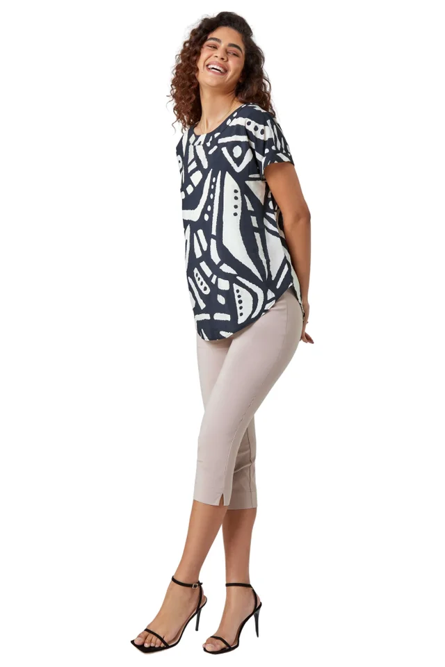 Roman Natural Cropped Stretch Trouser Capri Summer Leggings 3/4 Pedal Pushers