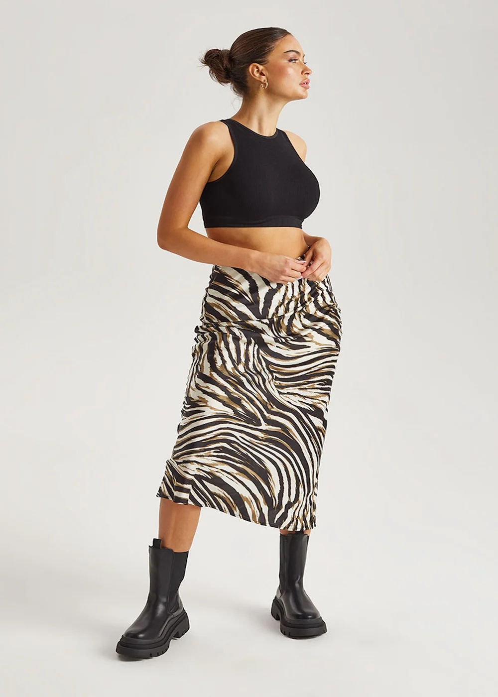 Urban Bliss Black Animal Bias Cut Midi Skirt - Size 8 Image 3