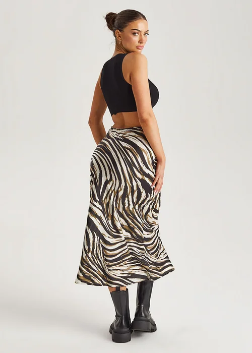 Urban Bliss Black Animal Bias Cut Midi Skirt - Size 8 Image 4
