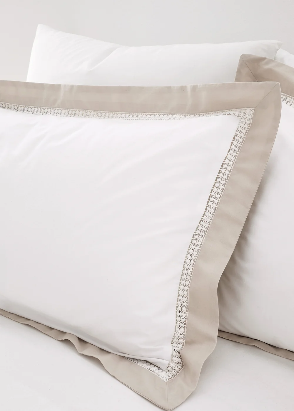 Bianca Fine Linens Oxford Lace 200 Thread Count Cotton Duvet Cover Set White Natural - Single Image 2