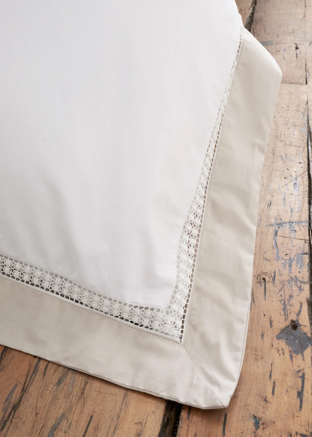 Bianca Fine Linens Oxford Lace 200 Thread Count Cotton Duvet Cover Set White Natural - Single Image 3