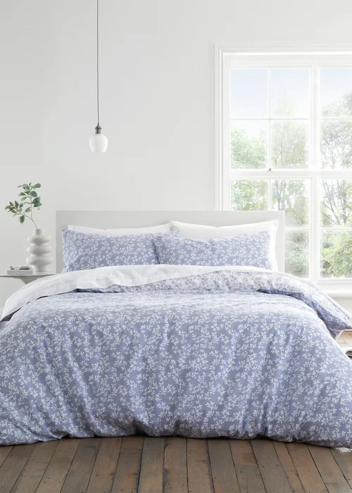 Bianca Fine Linens Shadow Leaves 200 Thread Count Cotton Reversible Duvet Cover Set - Single Image 1