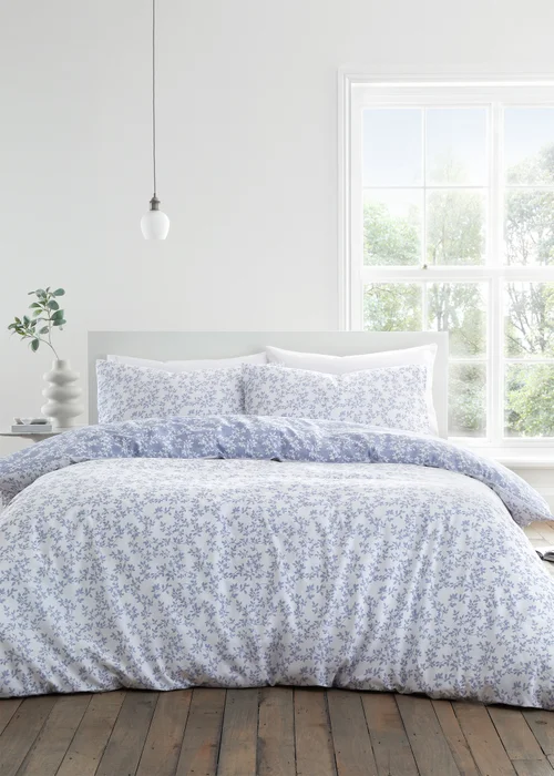 Bianca Fine Linens Shadow Leaves 200 Thread Count Cotton Reversible Duvet Cover Set - Single Image 2