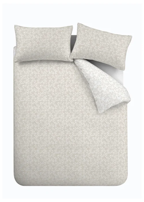 Bianca Fine Linens Shadow Leaves 200 Thread Count Cotton Reversible Duvet Cover Set Natural - Single Image 5