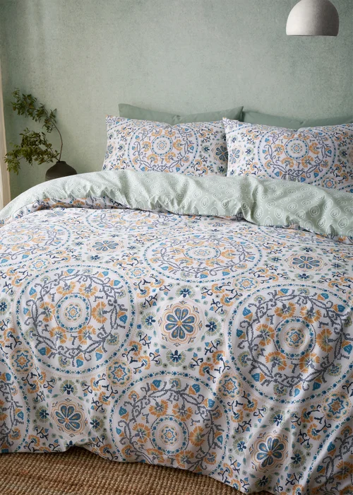 Pineapple Elephant Safiya Mandala Reversible Duvet Cover Set - Single Image 4