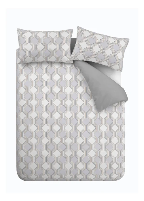 Bianca Fine Linens Atticus Geometric 200 Thread Count Cotton Reversible Duvet Cover Set - Single Image 5