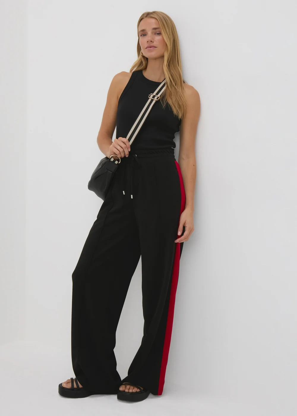 Black Side Stripe Tapered Trousers - 8 Image 4