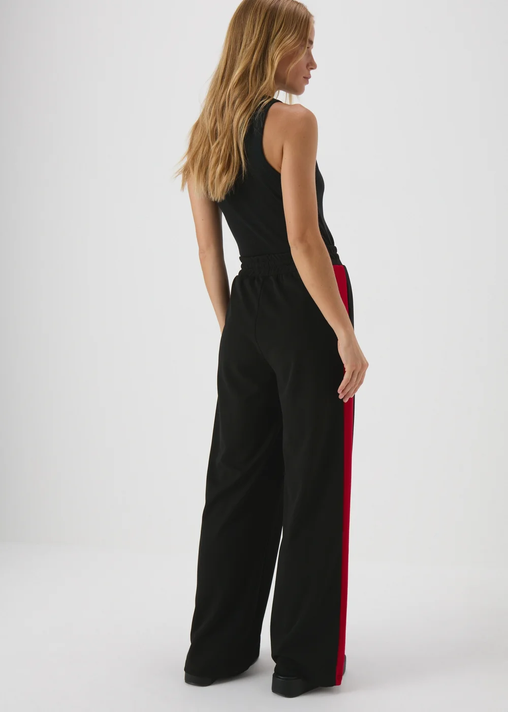 Black Side Stripe Tapered Trousers - 8 Image 2