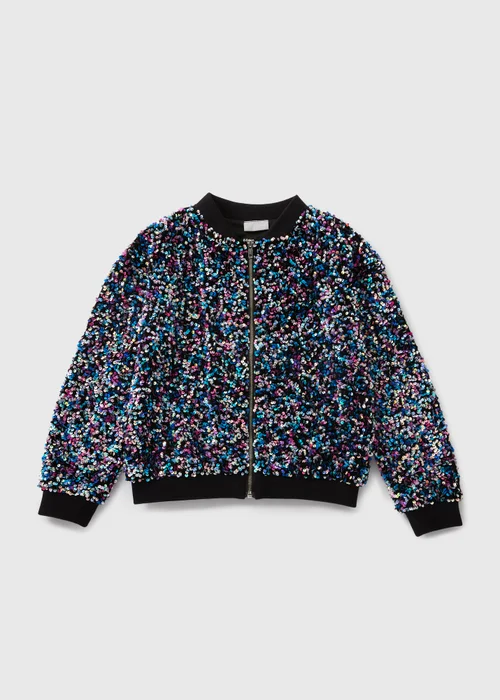 Girls Multicolour Sequin Bomber Jacket (7-15yrs) - 7 Yrs Image 1