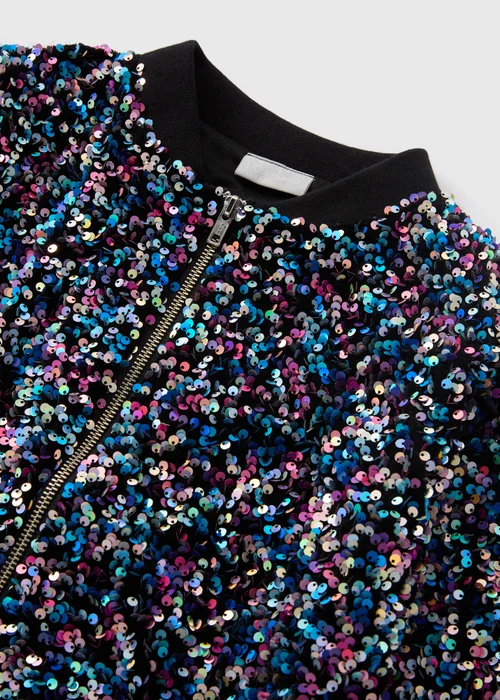 Girls Multicolour Sequin Bomber Jacket (7-15yrs) - 7 Yrs Image 2