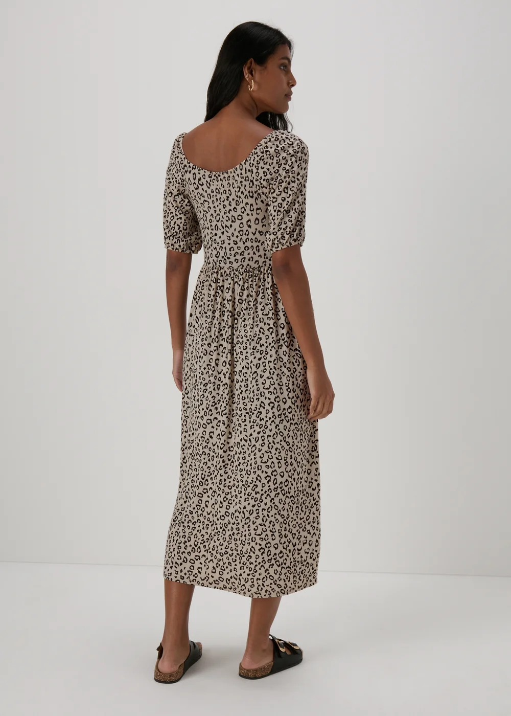 Beige Animal Print Midi Dress - 8 Image 2