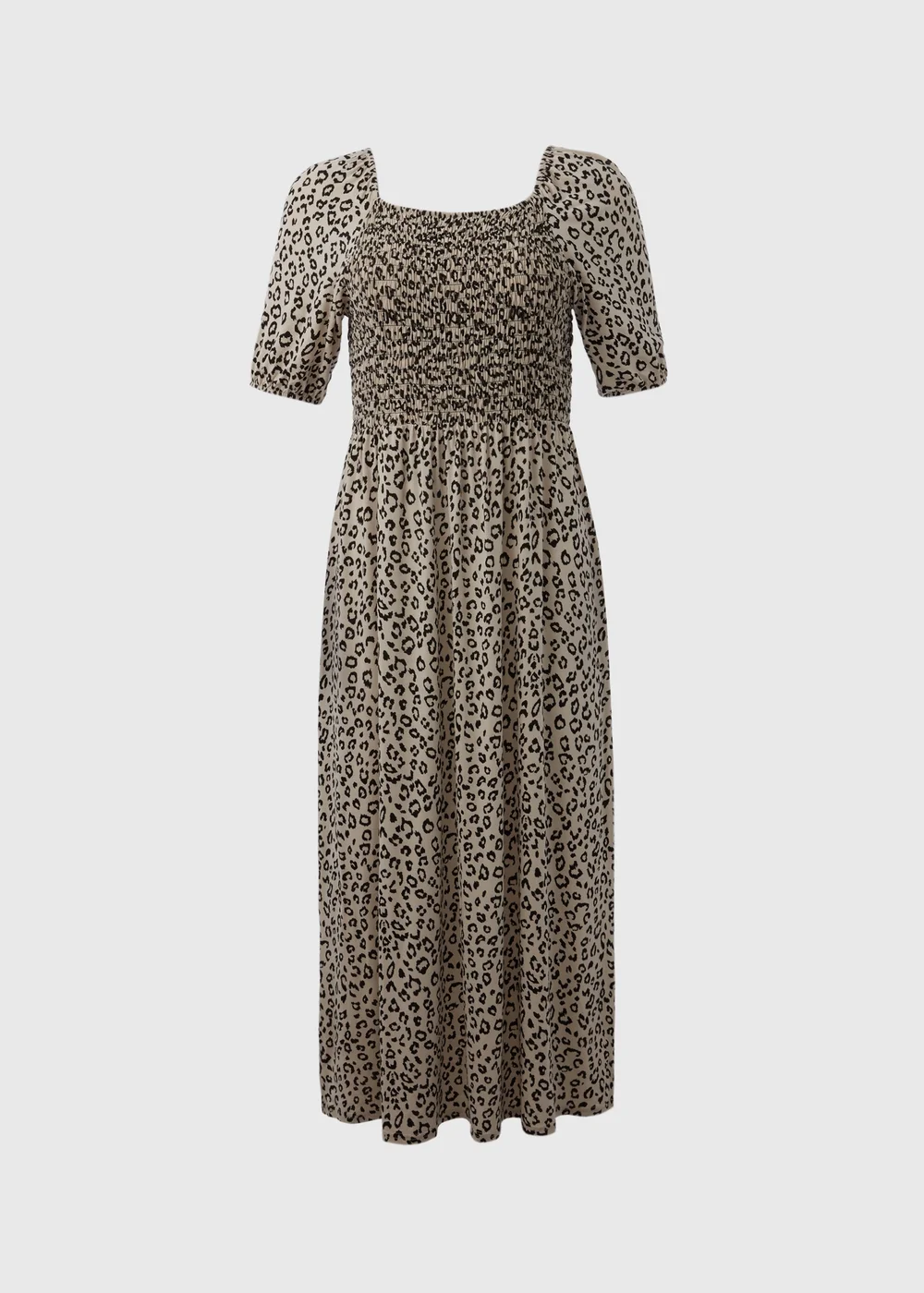 Beige Animal Print Midi Dress - 8 Image 4